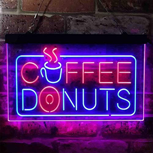 Bakery Diner Coffee Donuts Dual LED Neon Light Sign